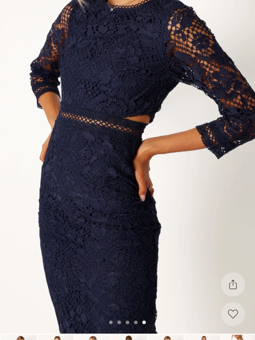 Petal & Pup Navy Crochet Lace Midi Dress